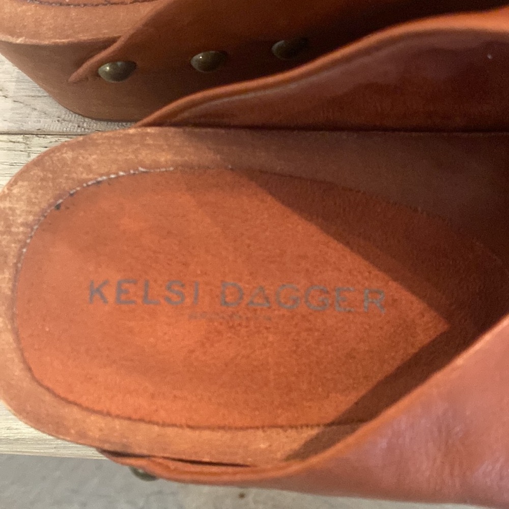 Anthropologie - Kelsi Dagger, leather, wooden clog sandal. Size US 8, Euro 38.5 - Picture 6 of 8